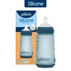 image:imageDr Browns Silicone Baby Bottle with Collapsible Insert Designed to Reduce Colic 9 oz with WideNeck Level 2 Medium Flow Nipple BPAFree 3m White 4PackBlue