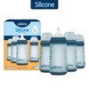 image:imageDr Browns Silicone Baby Bottle with Collapsible Insert Designed to Reduce Colic 9 oz with WideNeck Level 2 Medium Flow Nipple BPAFree 3m White 4PackBlue