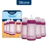 image:imageDr Browns Silicone Baby Bottle with Collapsible Insert Designed to Reduce Colic 9 oz with WideNeck Level 2 Medium Flow Nipple BPAFree 3m White 4PackPink