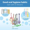 image:imageDr Browns ToothScrubber Toddler Toothbrush TripleSided Training Toothbrush with Suction Cup Base Green Monster Baby Oral Care Ages 14 Years2 Pack  Toddler Toothscrubber Set With Strawberry Toothpaste