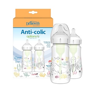 image:imageDr Browns AntiColic Options WideNeck Baby Bottle Designer Edition Bottles Ocean Decos 9 oz270 mL Level 1 Nipple 0m 2Pack2Pack  9 oz  Ocean