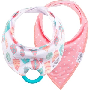 image:imageDr Browns Baby Dr Browns Baby Bandana Bib With Snapon Removable Teether Teething amp Drooling 3mDots  Feathers