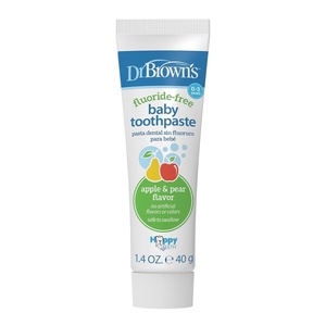 image:imageDr Browns FluorideFree Baby Toothpaste Infant amp Toddler Oral Care Strawberry 1Pack 14oz40g 03 YearsApple Pear