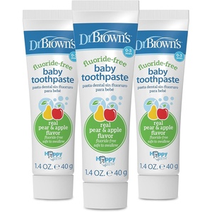 image:imageDr Browns FluorideFree Baby Toothpaste Infant and Toddler Oral Care 14oz40g 03 Years Apple Pear 3PackApple Pear