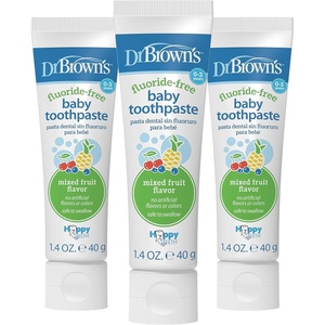 image:imageDr Browns FluorideFree Baby Toothpaste Infant and Toddler Oral Care 14oz40g 03 Years Apple Pear 3PackMixed Fruit