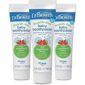 image:imageDr Browns FluorideFree Baby Toothpaste Infant and Toddler Oral Care 14oz40g 03 Years Apple Pear 3PackStrawberry