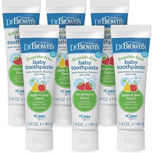 image:imageDr Browns FluorideFree Baby Toothpaste Infant and Toddler Oral Care 14oz40g 03 Years Apple Pear 3PackValue Pack  Apple PearStrawberry