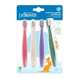 image:imageDr Browns InfanttoToddler Toothbrush Set Soft amp Gentle Manual Toothbrushes for Baby PinkEcruPurpleDark Green BPA Free 03 Years  4Pack4Pack  PinkEcruPurpleDark Green