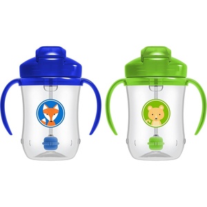 image:imageDr Browns Milestones Babys First Straw Cup Training Cup with Weighted Straw 9 oz270 mL BPAfree 6m Dark Blue 1PackBlue  Green  2Pack