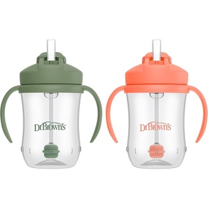image:imageDr Browns Milestones Babys First Straw Cup Training Cup with Weighted Straw 9 oz270 mL BPAfree 6m Dark Blue 1PackCoral  Olive  2Pack
