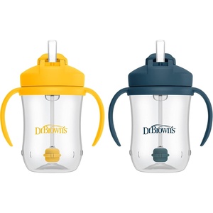 image:imageDr Browns Milestones Babys First Straw Cup Training Cup with Weighted Straw 9 oz270 mL BPAfree 6m Dark Blue 1PackDark Blue  Vintage Yellow  2Pack