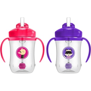 image:imageDr Browns Milestones Babys First Straw Cup Training Cup with Weighted Straw 9 oz270 mL BPAfree 6m Dark Blue 1PackPink  Purple  2Pack