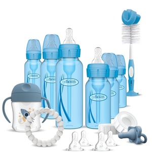 image:imageDr Browns Natural Flow AntiColic Options Special Edition Blue Baby Bottle Gift Set with Soft Sippy Spout Transition Cup Flexees Teether Bottle Cleaning Brush and Travel CapsSpecial Edition  Blue