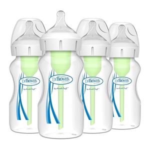 image:imageDr Browns Natural Flow AntiColic Options WideNeck Baby Bottles 9 oz270 mL with Level 1 Slow Flow Nipple 4 Count 0m1Pack  9oz  Clear