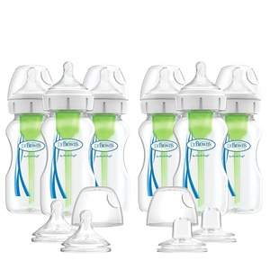 image:imageDr Browns Natural Flow AntiColic Options WideNeck Baby Bottles 9 oz270 mL with Level 1 Slow Flow Nipple 4 Count 0m4Pack  9oz  MorningNight Deco