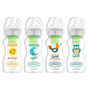 image:imageDr Browns Natural Flow AntiColic Options WideNeck Baby Bottles 9 oz270 mL with Level 1 Slow Flow Nipple 4 Count 0m6Pack  9oz  Clear