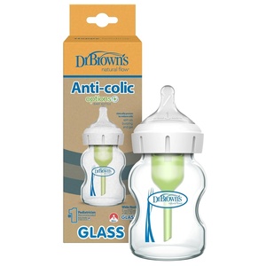image:imageDr Browns Natural Flow AntiColic Options WideNeck Glass Baby Bottles 5 oz150 mL with Level 1 Slow Flow Nipple 3 Pack 0m5 oz  1 Pack