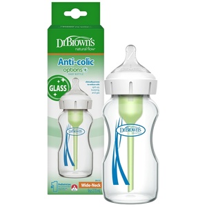 image:imageDr Browns Natural Flow AntiColic Options WideNeck Glass Baby Bottles 5 oz150 mL with Level 1 Slow Flow Nipple 3 Pack 0m9 oz  1 Pack