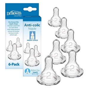 image:imageDr Browns Natural Flow Level 2 Narrow Baby Bottle Silicone Nipple Medium Flow 3m 100 Silicone Bottle Nipple 6 CountLevel 2  Medium Flow  3m