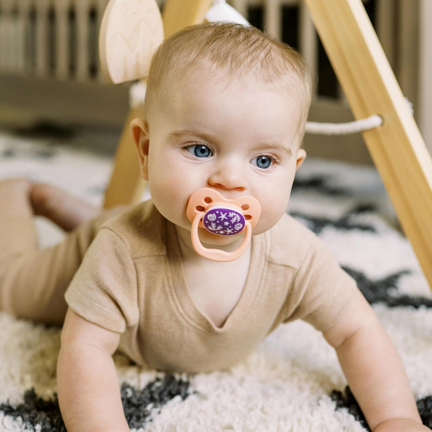 image:imageDr Browns Advantage GlowinTheDark Baby Pacifier Fully Symmetrical Soother with Soft Silicone Bulb Coral Ocean 06m BPA Free 2 Pack