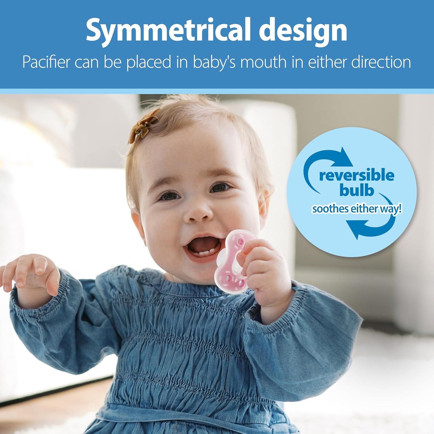 image:imageDr Browns Advantage OnePiece Silicone Baby Pacifier Fully Symmetrical Soother CoralLight PinkPink 618m BPA Free 3 Pack