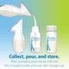 image:imageDr Browns 100 Silicone OnePiece Breast Pump HandsFree Breast Milk Collector with AntiColic Options Baby Bottle 4 oz with Slow Flow Nipple Travel Lid and Travel BagClear  Breast Pump  Bottle