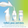image:imageDr Browns 100 Silicone OnePiece Breast Pump HandsFree Breast Milk Collector with AntiColic Options Baby Bottle 4 oz with Slow Flow Nipple Travel Lid and Travel BagClear  Breast Pump