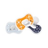 image:imageDr Browns Advantage OnePiece Silicone Baby Pacifier Fully Symmetrical Soother Dark BlueLight BlueOrange 618m BPA Free 3 Pack