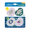 image:imageDr Browns Advantage Symmetrical Pacifier with Air Flow  Blue GlowinTheDark  2Pack  618m Pack of 26Pack  Glow Blue  Purple