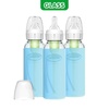 image:imageDr Browns AntiColic Options Narrow Glass Baby Bottles 4 oz120 mL with Level 1 Slow Flow Nipple 3 Pack 0m with Blue 100 Silicone Sleeves BPAFreeBlue  8 oz