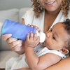 image:imageDr Browns AntiColic Options Narrow Glass Baby Bottles 4 oz120 mL with Level 1 Slow Flow Nipple 3 Pack 0m with Blue 100 Silicone Sleeves BPAFreeGlowBlueMint  8 oz