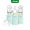 image:imageDr Browns AntiColic Options Narrow Glass Baby Bottles 4 oz120 mL with Level 1 Slow Flow Nipple 3 Pack 0m with Blue 100 Silicone Sleeves BPAFreeMint  4 oz