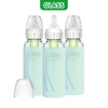 image:imageDr Browns AntiColic Options Narrow Glass Baby Bottles 4 oz120 mL with Level 1 Slow Flow Nipple 3 Pack 0m with Blue 100 Silicone Sleeves BPAFreeMint  8 oz