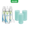 image:imageDr Browns AntiColic Options Narrow Glass Baby Bottles 4 oz120 mL with Level 1 Slow Flow Nipple 3 Pack 0m with Blue 100 Silicone Sleeves BPAFreeMint  8 oz
