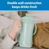 image:imageDr Browns Milestones Insulated Sippy Cup with Straw and Handles SpillProof Tumbler with Lid PinkCoral 10 oz300 mL BPAFree 12m 2PackLightGreen  Green