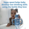 image:imageDr Browns Milestones Narrow Sippy Spout Bottle with 100 Silicone EasyGrip Handles and Soft Sippy Spout 8oz250mL Gray 1Pack 6m1 Pack  Light Blue