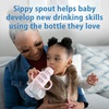 image:imageDr Browns Milestones Narrow Sippy Spout Bottle with 100 Silicone EasyGrip Handles and Soft Sippy Spout 8oz250mL Gray 1Pack 6m2 Pack  Light Pink  Ecru