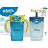 image:imageDr Browns Milestones Straw to 360 Convertible Toddler Training Cup Set with Interchangeable Silicone Straw and 360 Degree Cup Lids Blue Ocean 10 oz300 mL BPAFree 9m 2PackOcean BluesGreen Blues