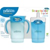 image:imageDr Browns Milestones Straw to 360 Convertible Toddler Training Cup Set with Interchangeable Silicone Straw and 360 Degree Cup Lids Blue Ocean 10 oz300 mL BPAFree 9m 2PackBlue Ocean Set