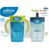 image:imageDr Browns Milestones Straw to 360 Convertible Toddler Training Cup Set with Interchangeable Silicone Straw and 360 Degree Cup Lids Blue Ocean 10 oz300 mL BPAFree 9m 2PackBlue Green Set