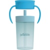 image:imageDr Browns Milestones Straw to 360 Convertible Toddler Training Cup Set with Interchangeable Silicone Straw and 360 Degree Cup Lids Blue Ocean 10 oz300 mL BPAFree 9m 2PackOcean Blue