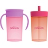 image:imageDr Browns Milestones Straw to 360 Convertible Toddler Training Cup Set with Interchangeable Silicone Straw and 360 Degree Cup Lids Blue Ocean 10 oz300 mL BPAFree 9m 2PackCoral Pink Set
