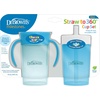 image:imageDr Browns Milestones Straw to 360 Convertible Toddler Training Cup Set with Interchangeable Silicone Straw and 360 Degree Cup Lids Blue Ocean 10 oz300 mL BPAFree 9m 2PackOcean BluesGreen Blues