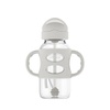 image:imageDr Browns Milestones WideNeck Sippy Straw Bottle with 100 Silicone Handles and Weighted Straw 9 oz270 mL Blue 6m1Pack  Gray