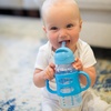 image:imageDr Browns Milestones WideNeck Sippy Straw Bottle with 100 Silicone Handles and Weighted Straw 9 oz270 mL Blue 6mBlue