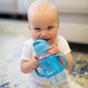 image:imageDr Browns Milestones WideNeck Sippy Straw Bottle with 100 Silicone Handles and Weighted Straw 9 oz270 mL Blue 6mGray  Blue