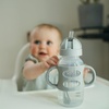 image:imageDr Browns Milestones WideNeck Sippy Straw Bottle with 100 Silicone Handles and Weighted Straw 9 oz270 mL Blue 6mGray  Green