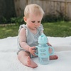 image:imageDr Browns Milestones WideNeck Sippy Straw Bottle with 100 Silicone Handles and Weighted Straw 9 oz270 mL Blue 6mGray  Green