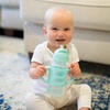 image:imageDr Browns Milestones WideNeck Sippy Straw Bottle with 100 Silicone Handles and Weighted Straw 9 oz270 mL Blue 6mGray  Green