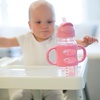 image:imageDr Browns Milestones WideNeck Sippy Straw Bottle with 100 Silicone Handles and Weighted Straw 9 oz270 mL Blue 6mGray  Pink